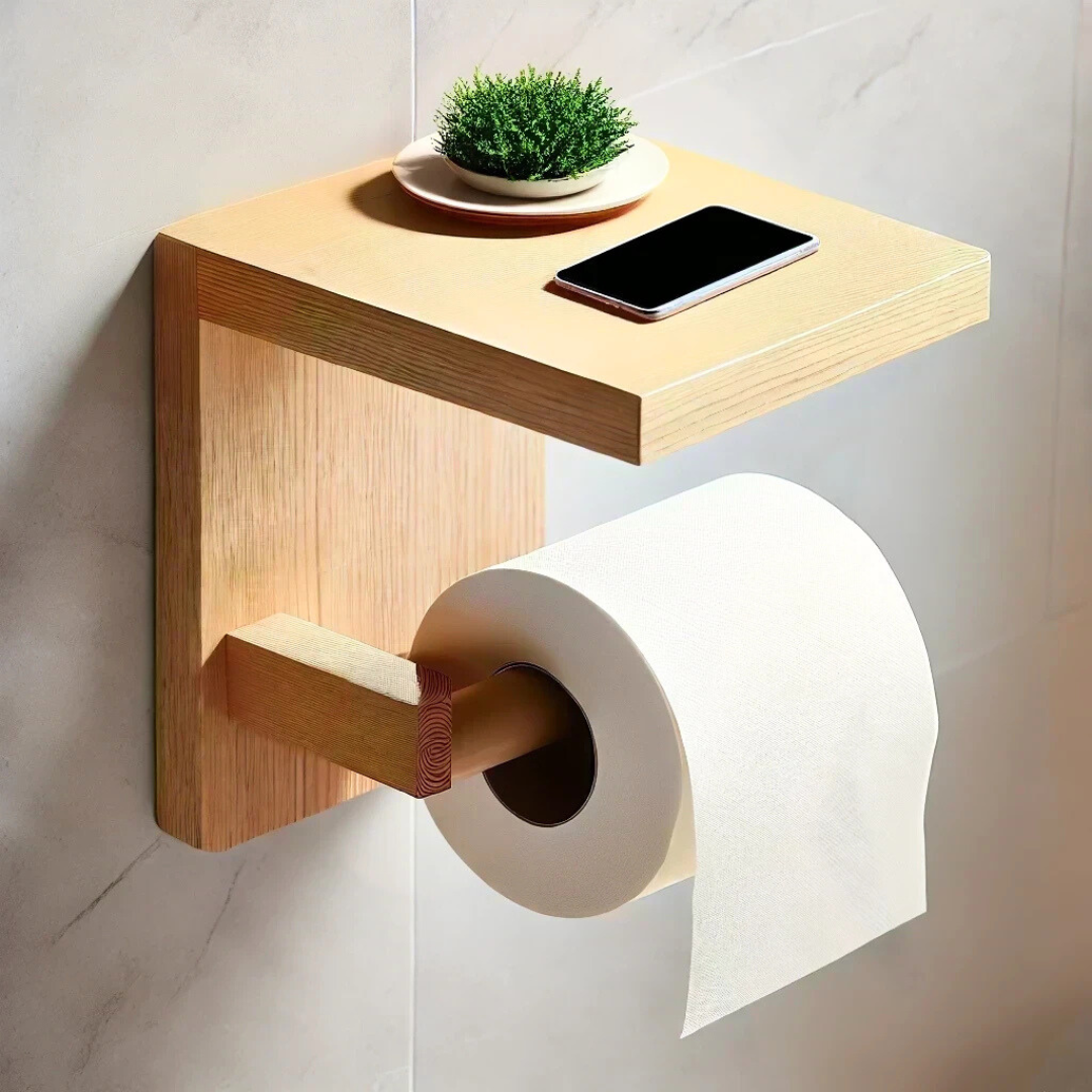 Portarrollos Siena – Portarrollos de Madera con Estante para Baño
