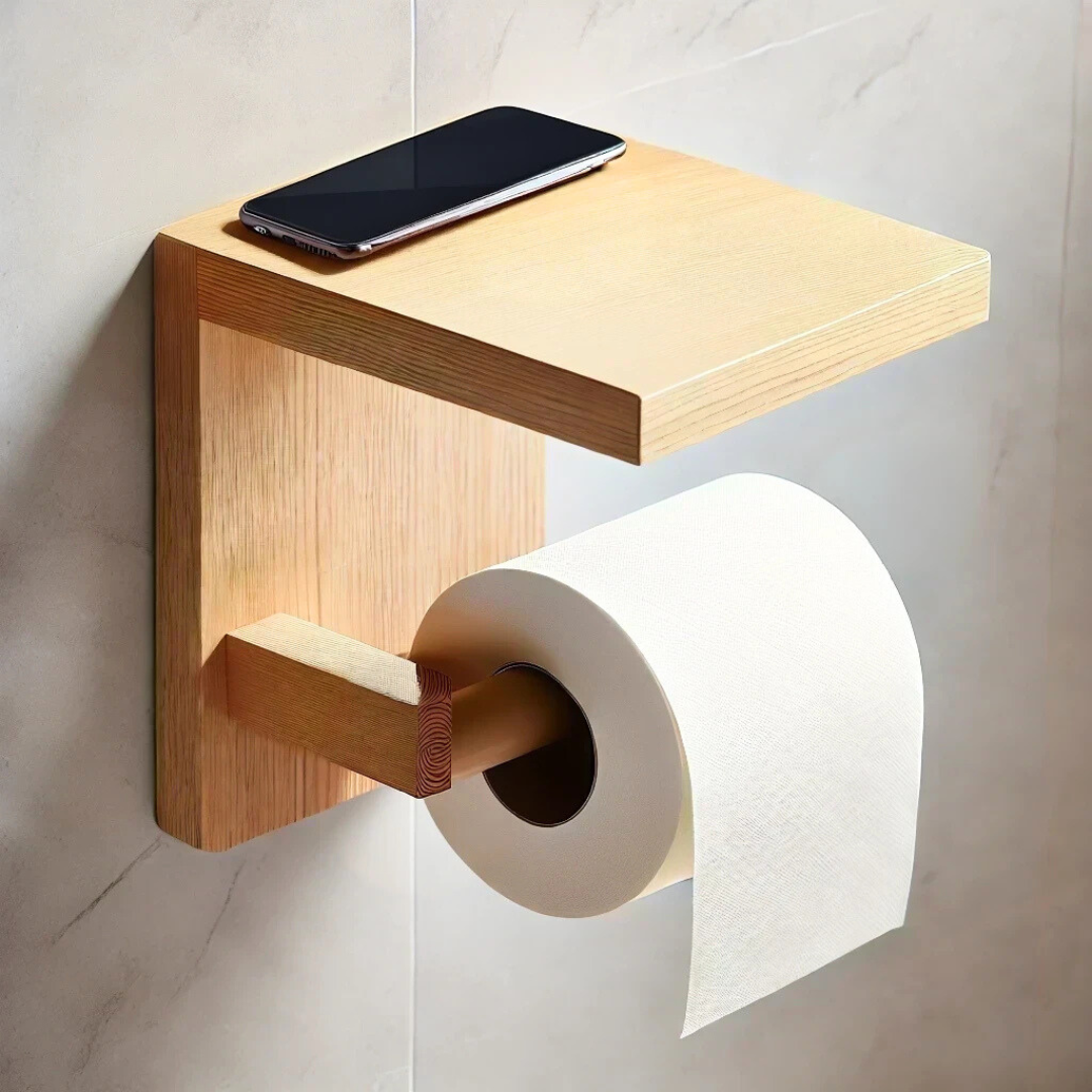 Portarrollos Siena – Portarrollos de Madera con Estante para Baño
