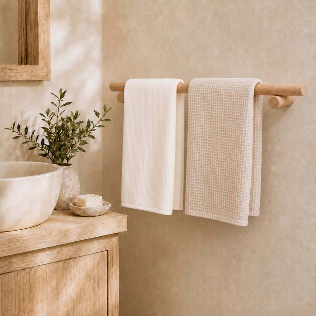 Juego de accesorios de baño de madera de haya – 3 piezas