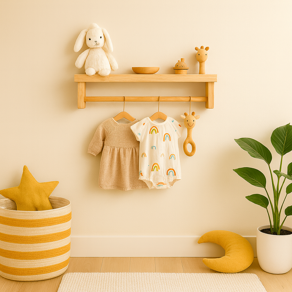 estante infantil de madera natural