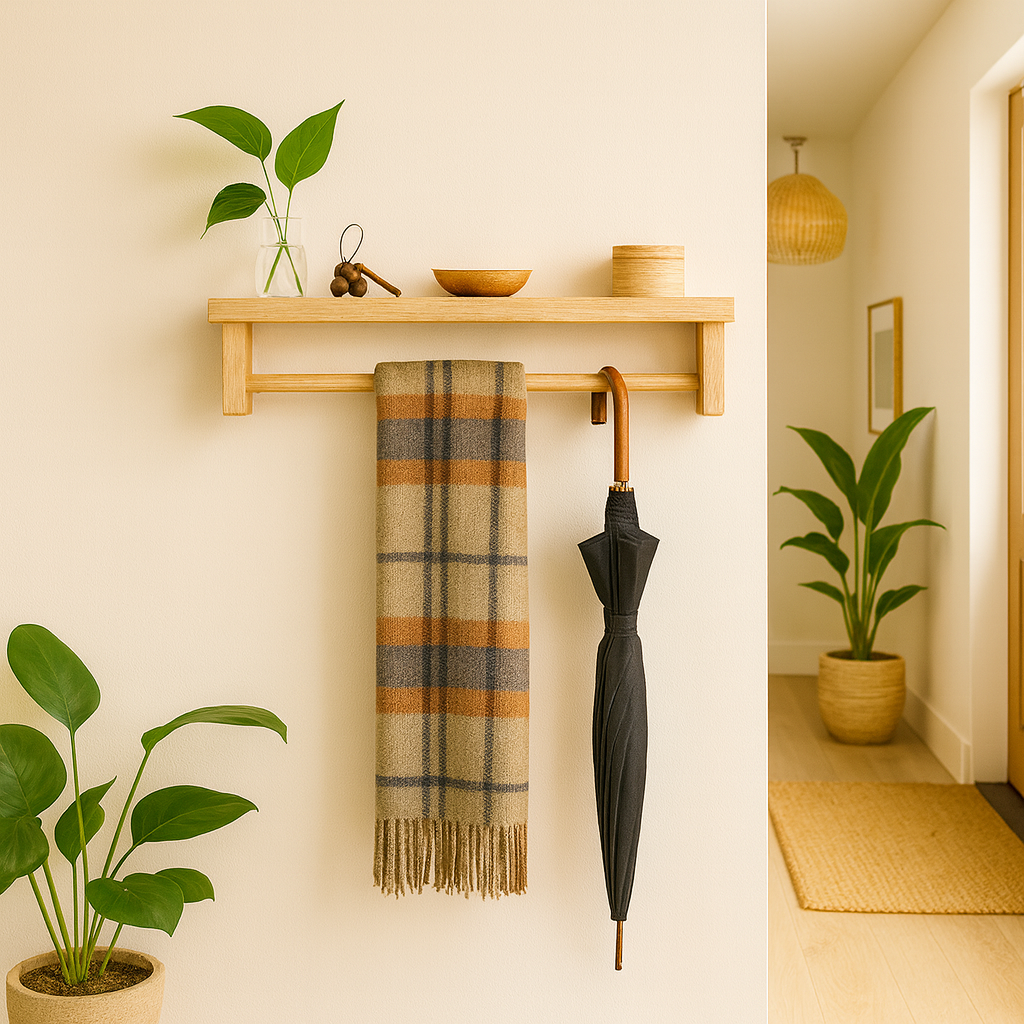 estanteria de madera para entrada