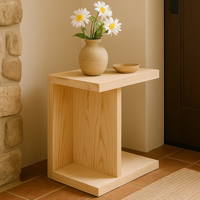 Mesita pequeña de madera natural estilo minimalista