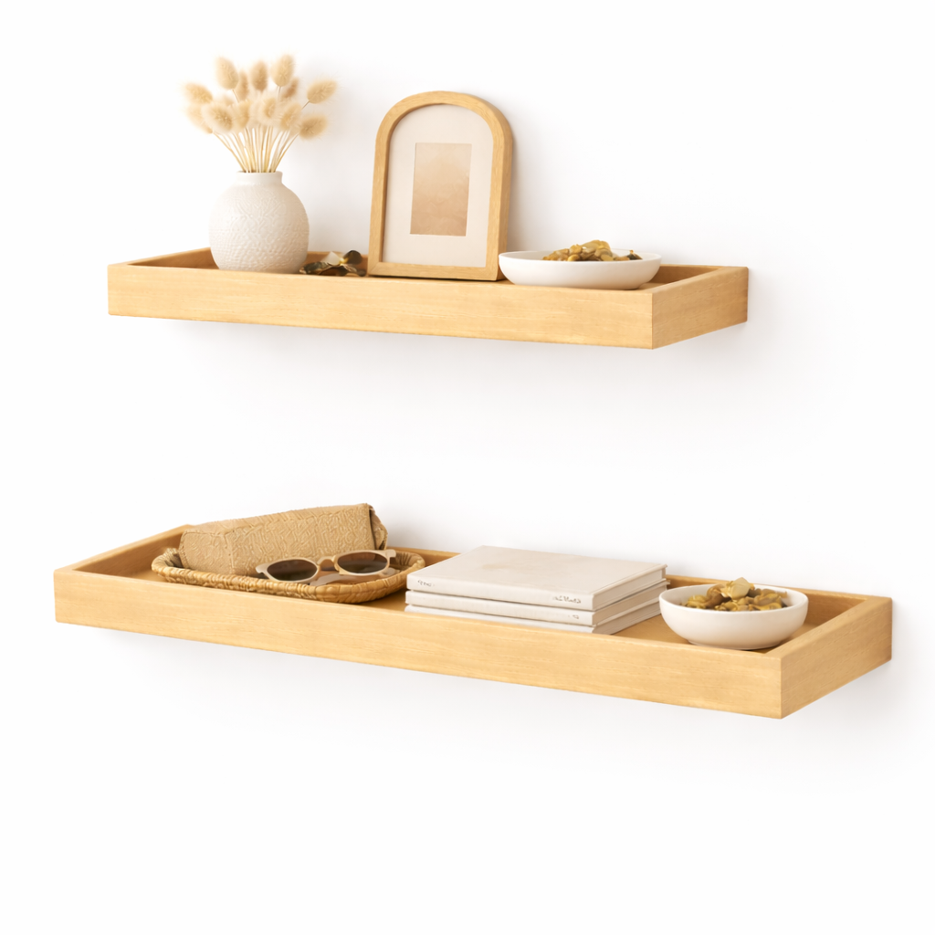 Alma – Estantes flotantes de madera natural | Pack de 2