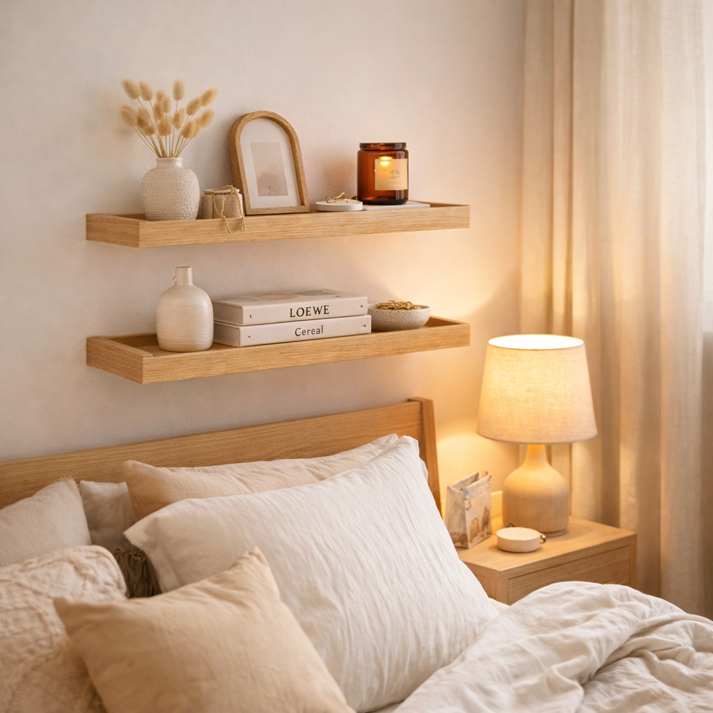 Alma – Estantes flotantes de madera natural | Pack de 2