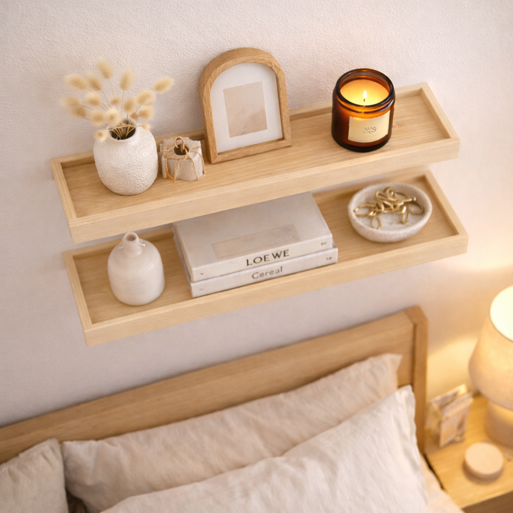 Alma – Estantes flotantes de madera natural | Pack de 2