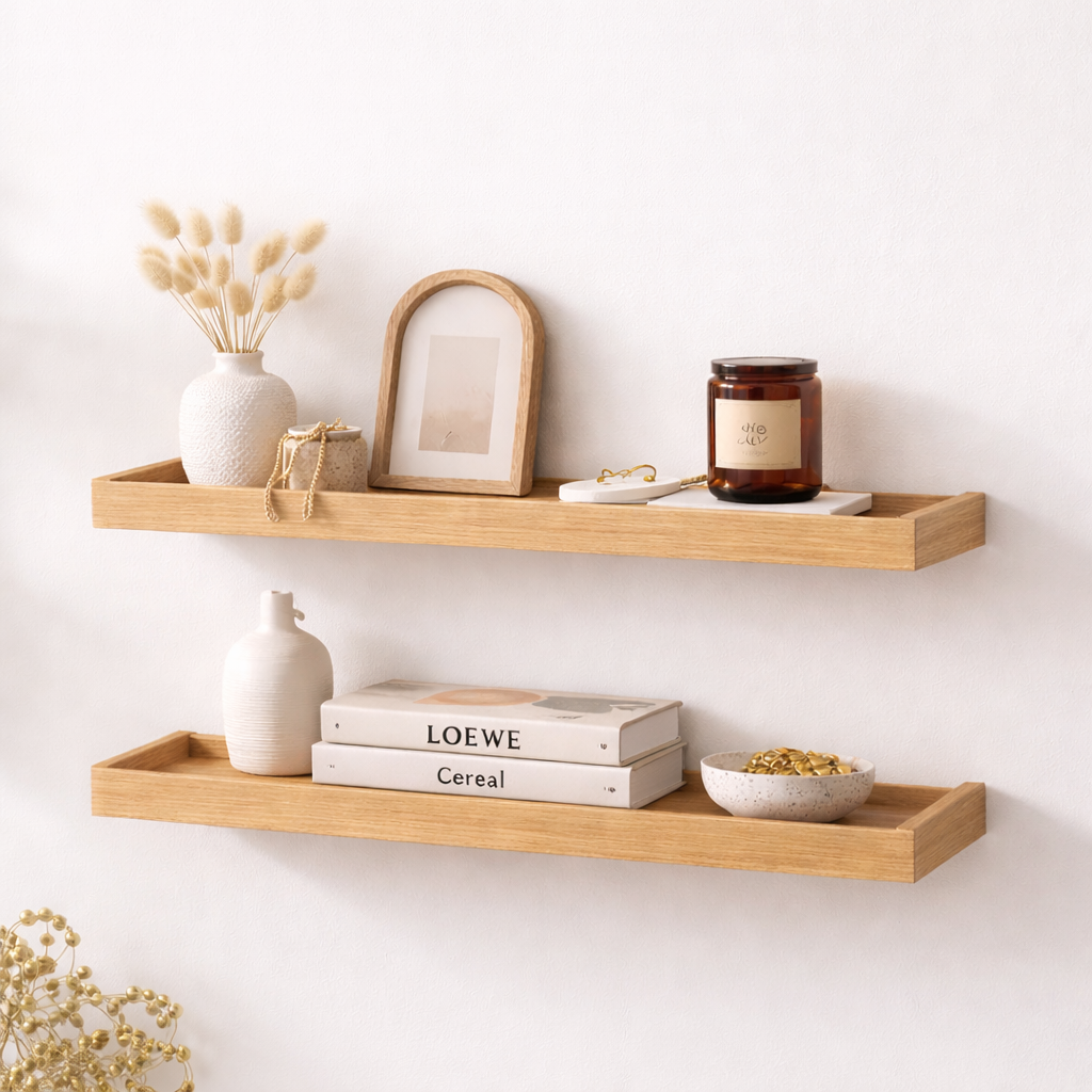 Alma – Estantes flotantes de madera natural | Pack de 2