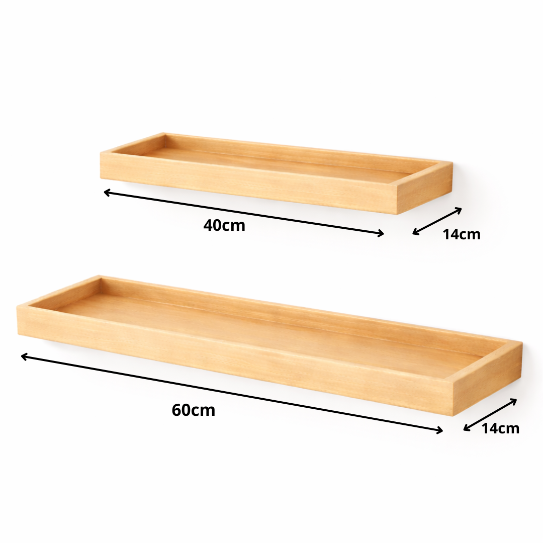 Alma – Estantes flotantes de madera natural | Pack de 2