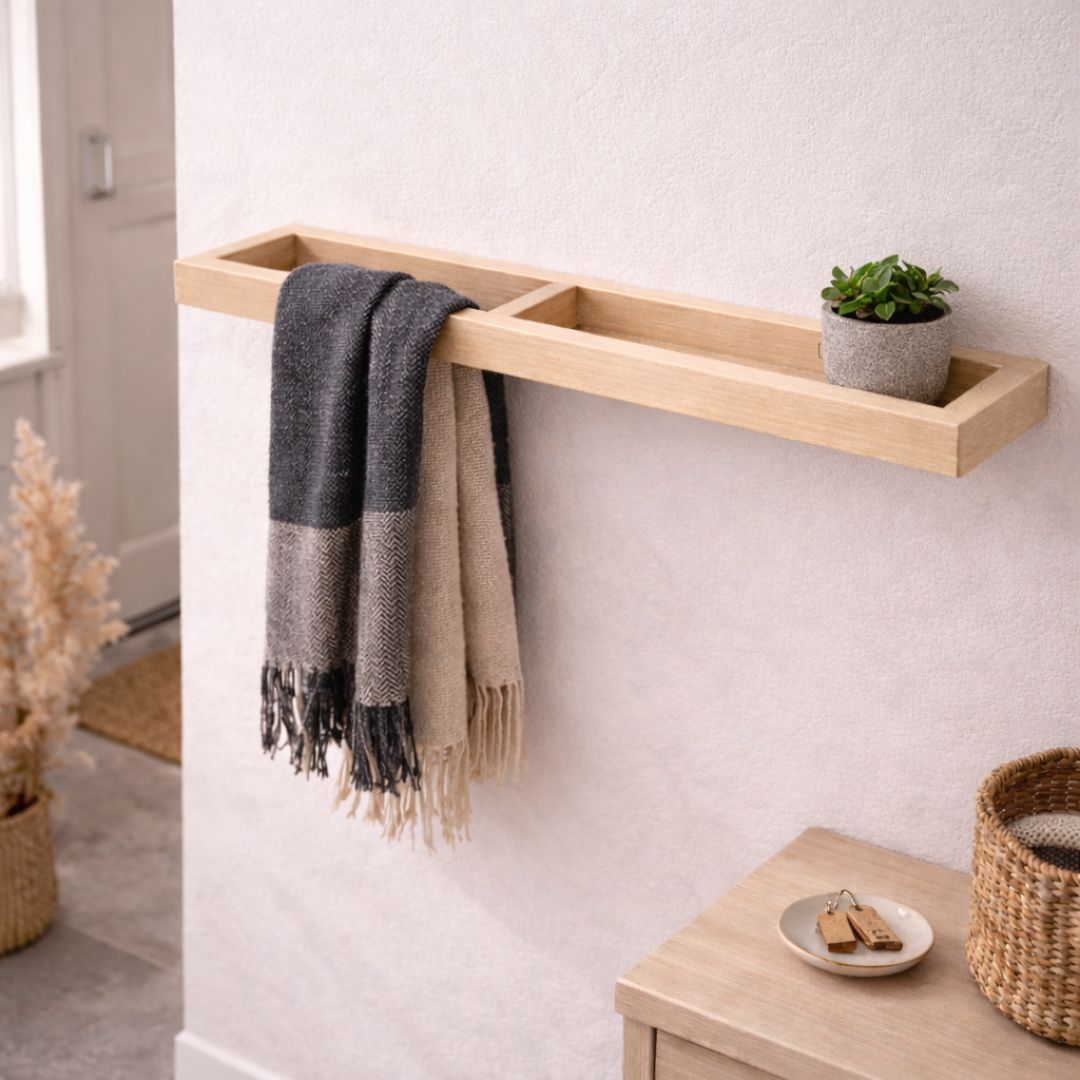 Lina Home Versátil – Toallero de madera con estante