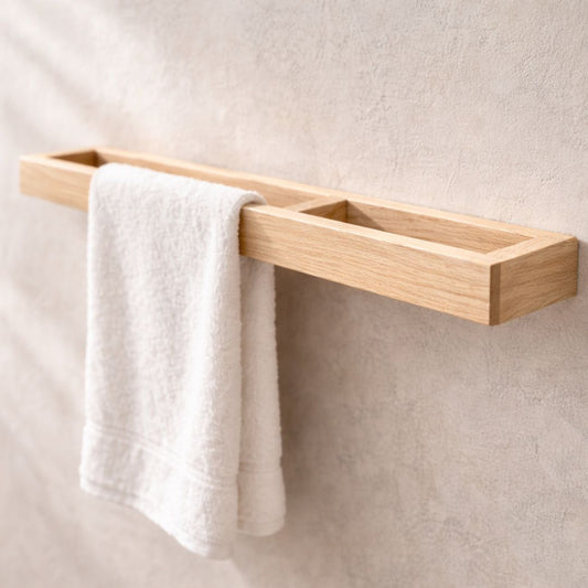 Lina Home Versátil – Toallero de madera con estante