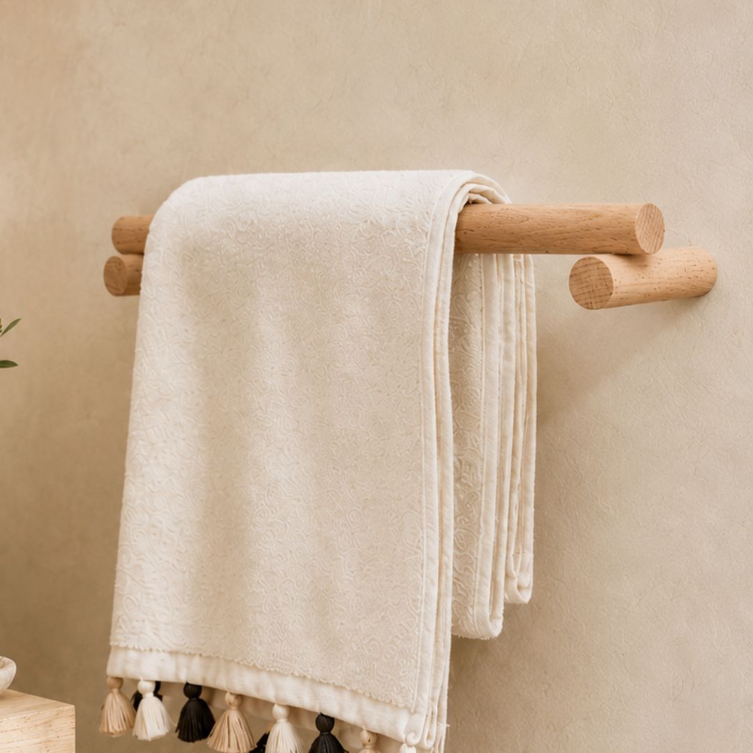 Juego de accesorios de baño de madera de haya – 3 piezas