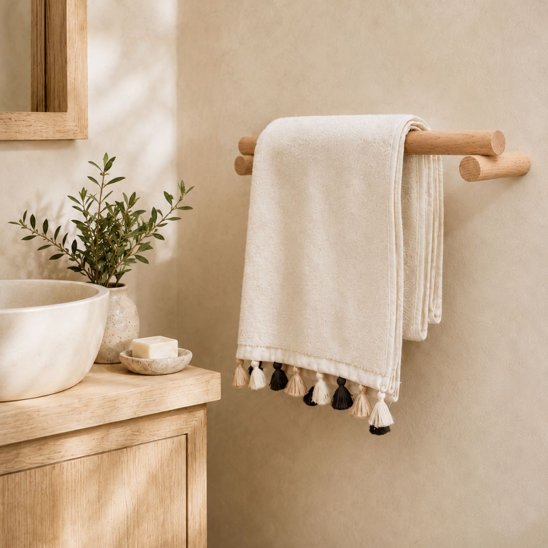 Juego de accesorios de baño de madera de haya – 3 piezas