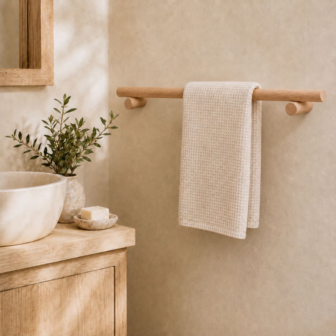 Juego de accesorios de baño de madera de haya – 3 piezas