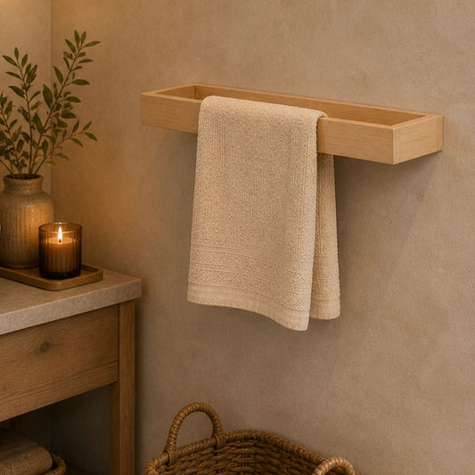 Toallero de Pared Nadi - Madera Maciza de Pino Estilo Japandi 50cm