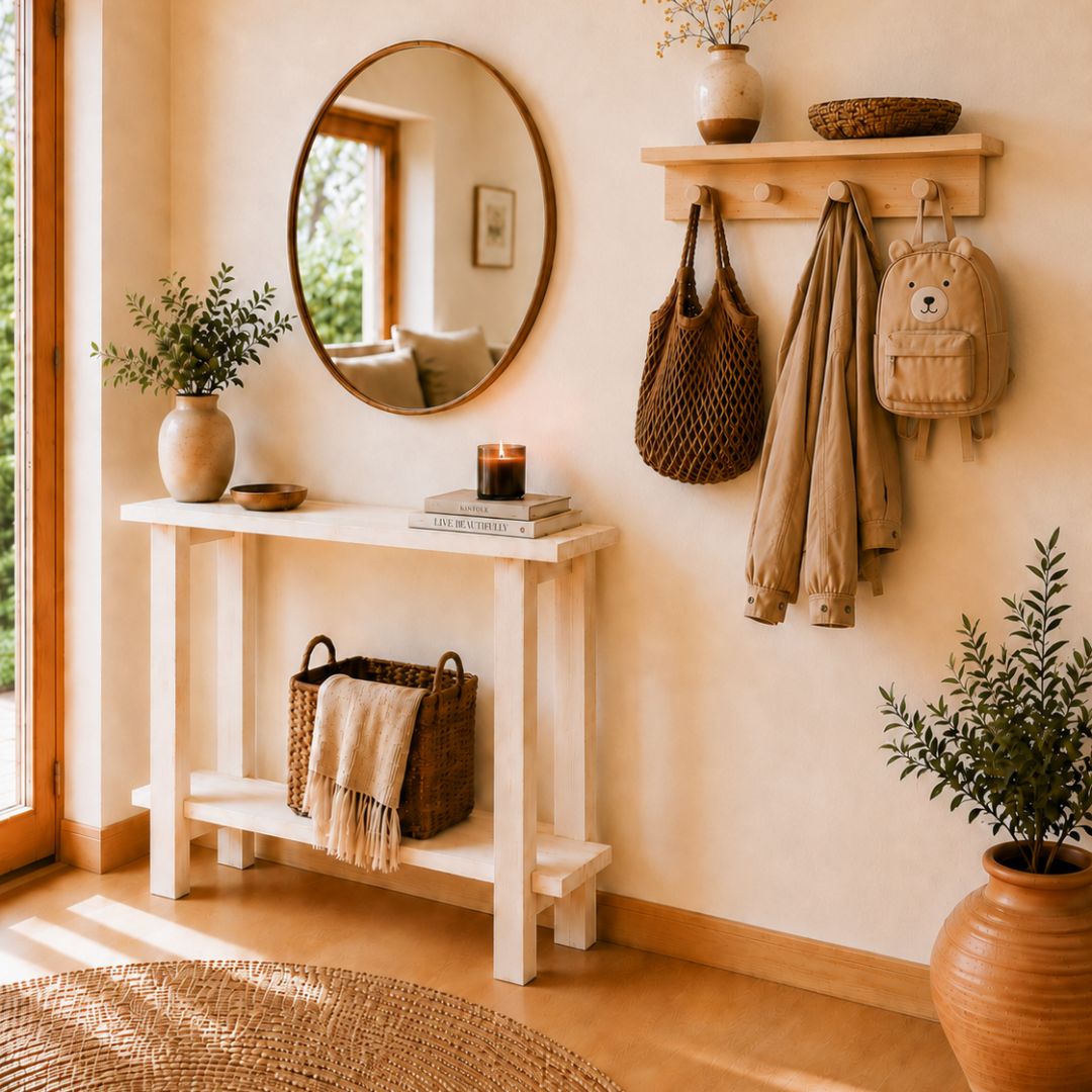 Estante perchero de pared Gredos de madera maciza