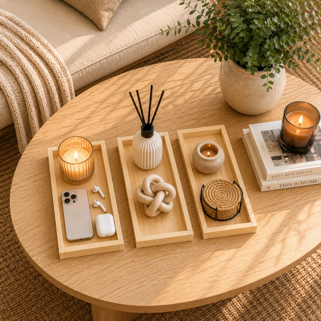 Bandeja rectangular y alargada de madera de pino maciza ideal para servir o como centro de mesa natural