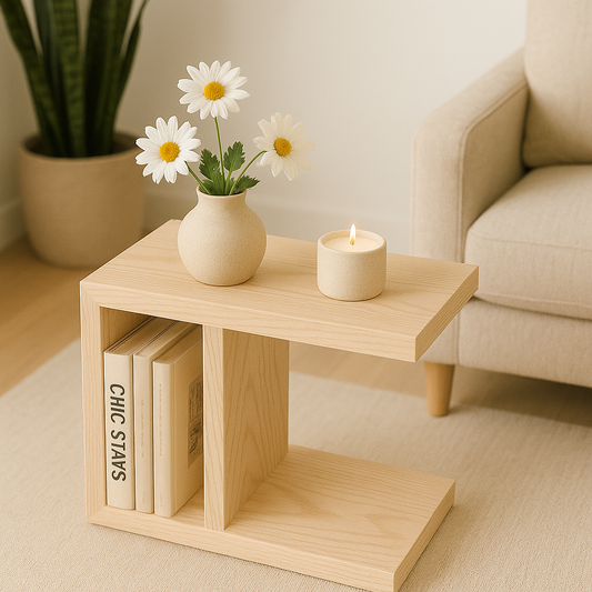 mesa auxiliar madera natural