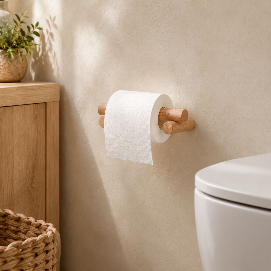 Juego de accesorios de baño de madera de haya – 3 piezas