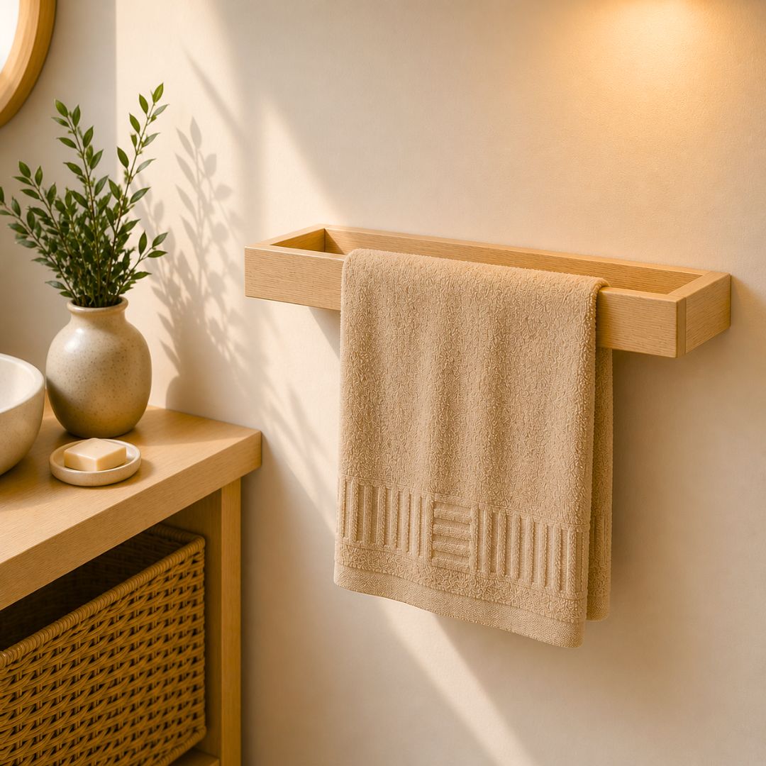 Toallero de Pared Nadi - Madera Maciza de Pino Estilo Japandi 50cm