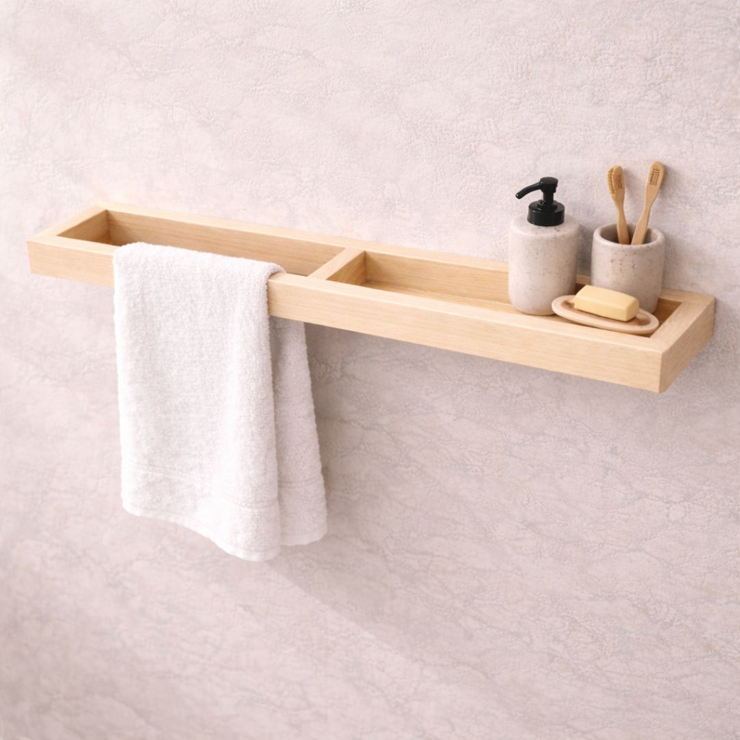 Lina Home Versátil – Toallero de madera con estante