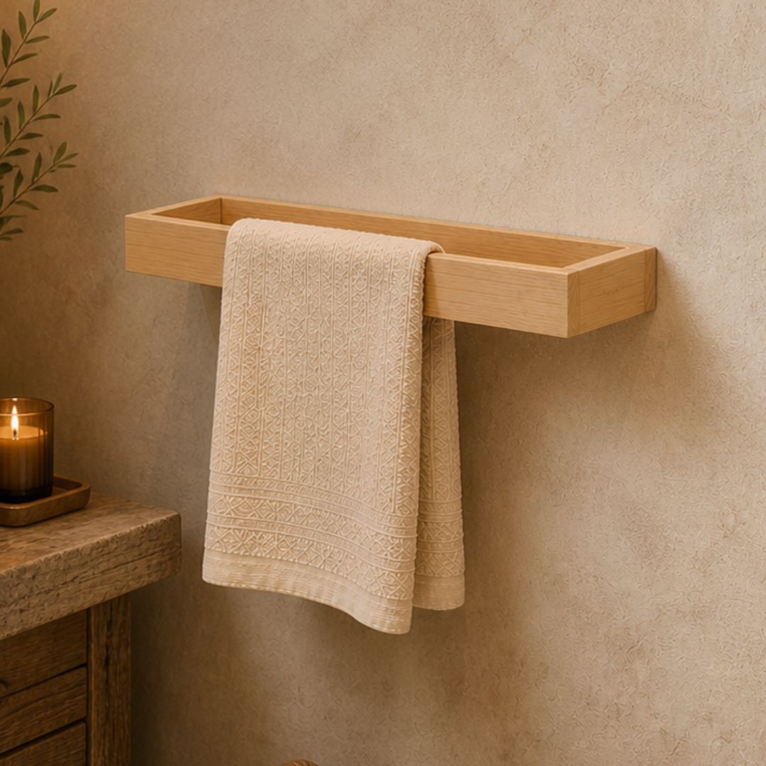 Toallero de Pared Nadi - Madera Maciza de Pino Estilo Japandi 50cm