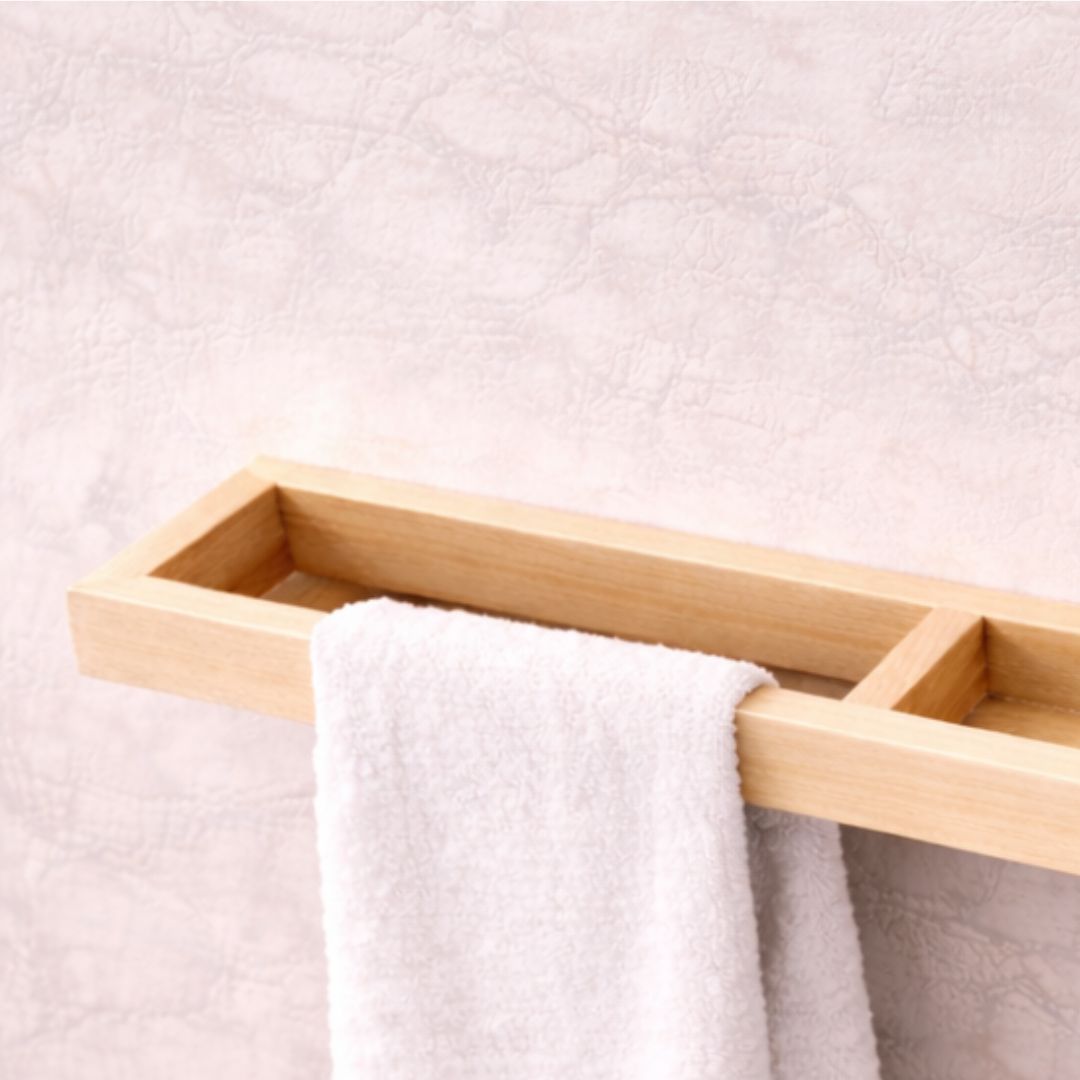 Lina Home Versátil – Toallero de madera con estante