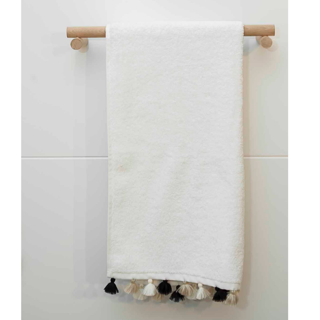Toallero de baño de madera de haya estilo minimalista 35 cm, ideal para organizar y decorar